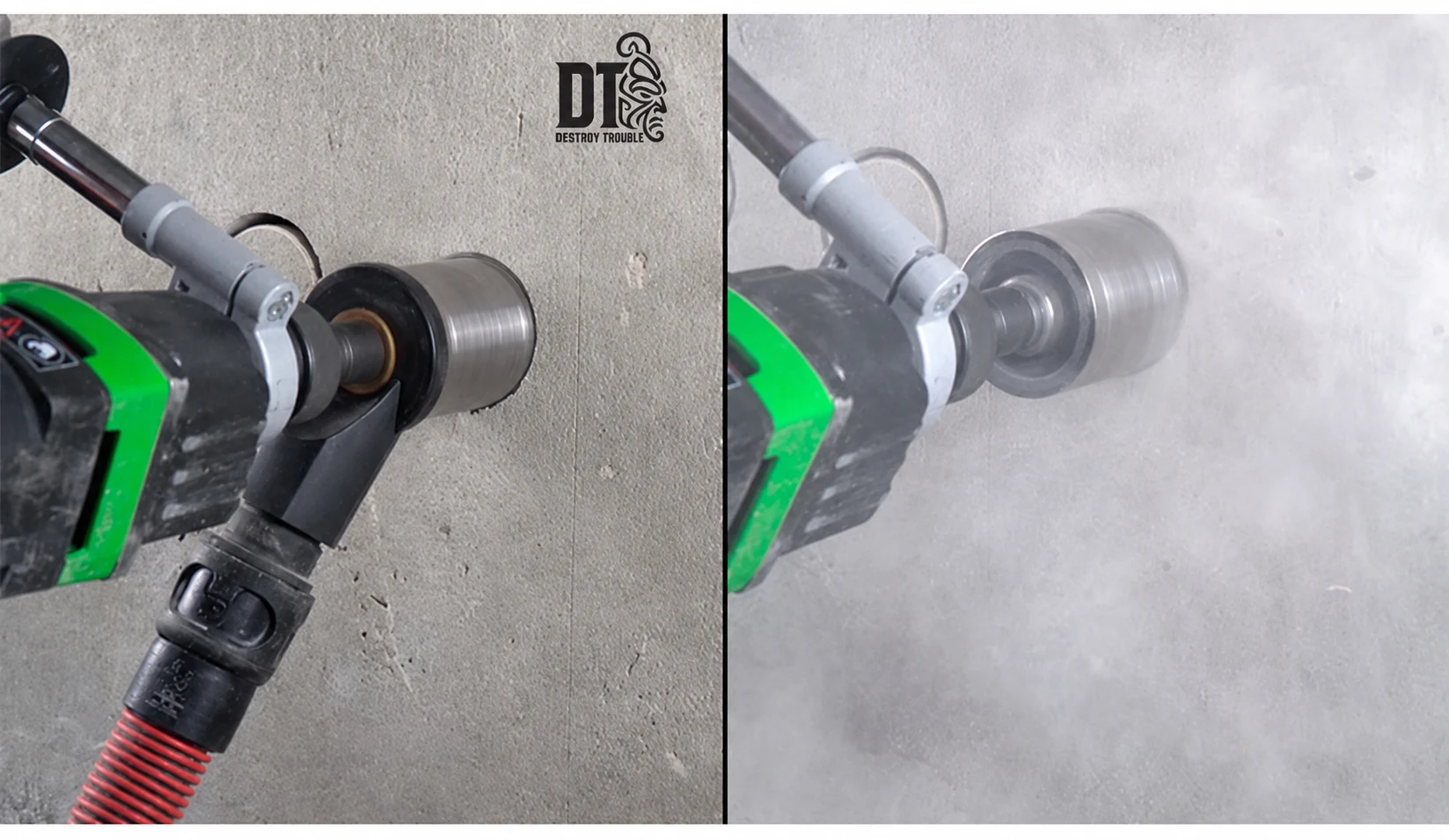 Dozenboren in beton met en zonder effectieve stofafzuiging